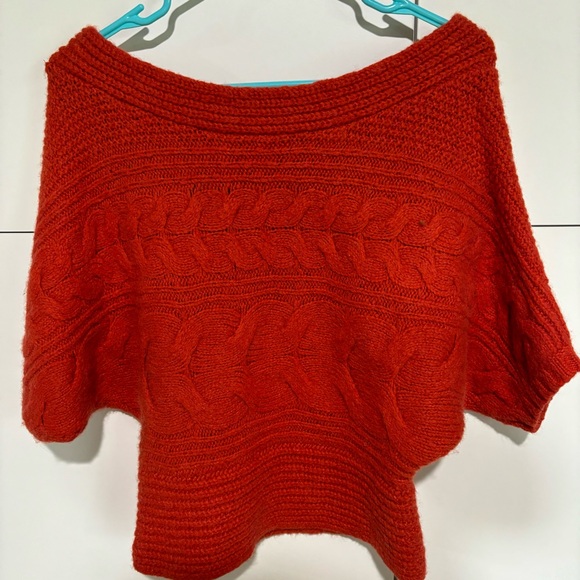 Free People Sweaters - Free People Womens Cropped Sweater Small Tangerine Orange Wool Blend Chunky Knit